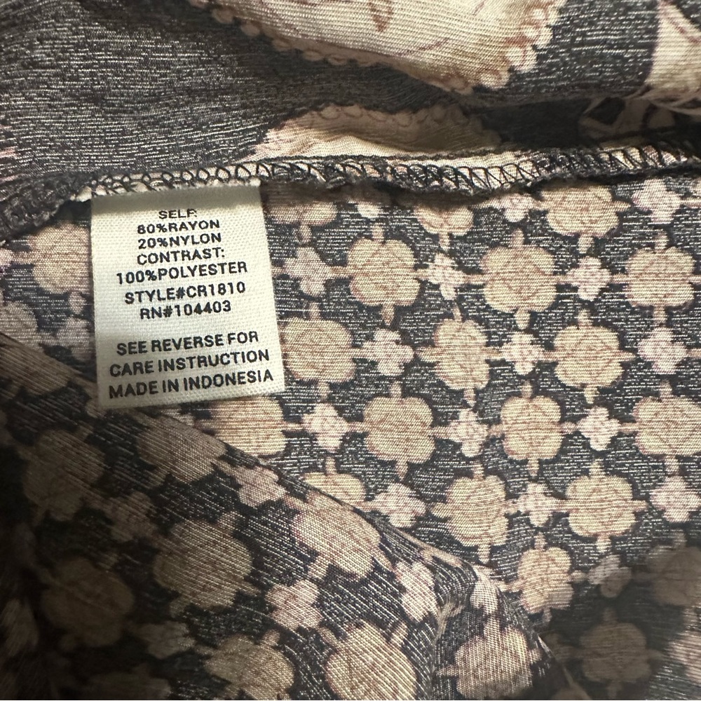 New Anthropology Women Mine Ballon Sleeves Ruffle  Size Large Gray Tan Blouse - Picture 8 of 8